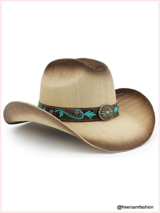 Classic Western Cattleman Straw Cowboy Hat Adjustable Unisex main image 4